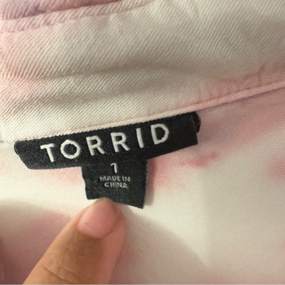 Torrid Lizzie Rayon Twill Button-Up Long Sleeve Shirt Pink Women Size 1X - Picture 7 of 10